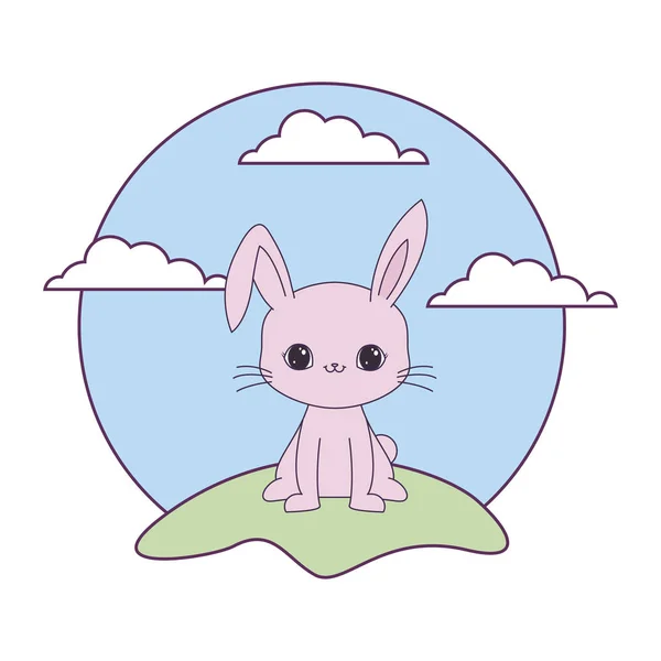 Söt kanin djur i landskap — Stock vektor