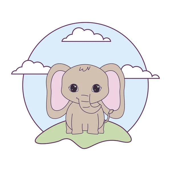 風景の中でかわいい象の動物 — ストックベクタ