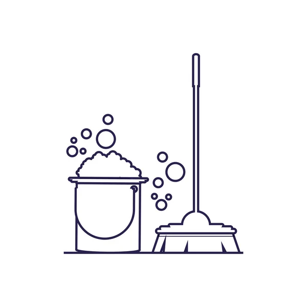Balde de limpeza isolado e design de escova —  Vetores de Stock