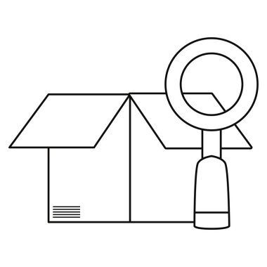 karton kutu büyüteç cam simgesi