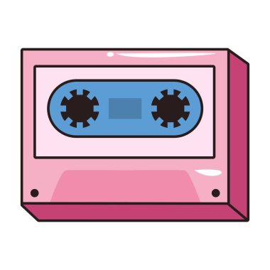 beyaz arka plan üzerinde kaset komik pop sanat