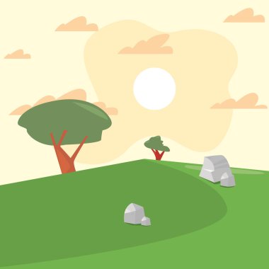 manzara orman ağaçları botanik simge vektör ilustration