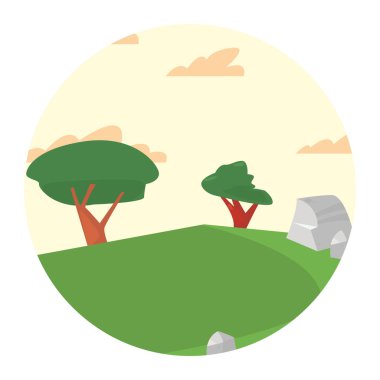 manzara orman ağaçları botanik simge vektör ilustration