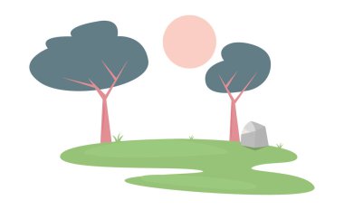 manzara orman ağaçları botanik simge vektör ilustration