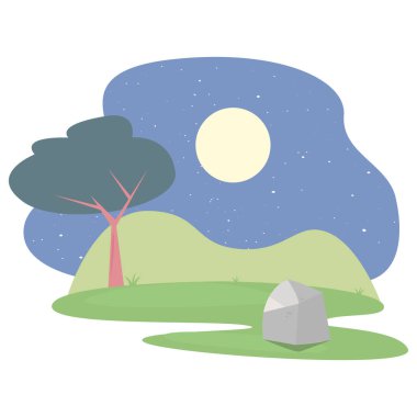 manzara orman ağaçları botanik simge vektör ilustration