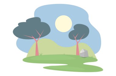 manzara orman ağaçları botanik simge vektör ilustration