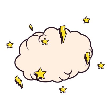 bulut yıldız ışınları komik pop art retro