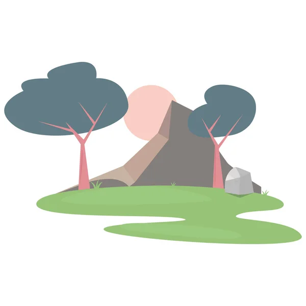 Paisaje bosque árboles icono botánico vector ilustración — Vector de stock