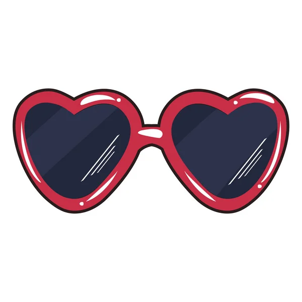 Gafas de sol forma corazones arte pop cómico — Vector de stock