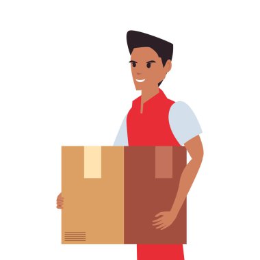 paket hızlı teslimat lojistik simgesi vektör ilustrate ile adam