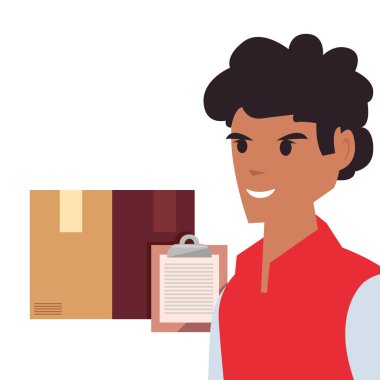 pano paketi hızlı teslimat lojistik simgesi vektör ilustrate ile adam