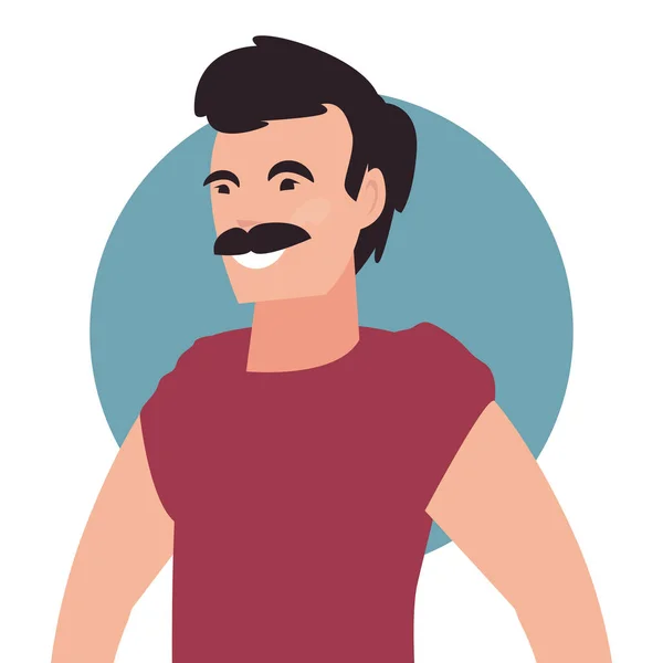 Hombre personaje retrato diseño de dibujos animados — Vector de stock