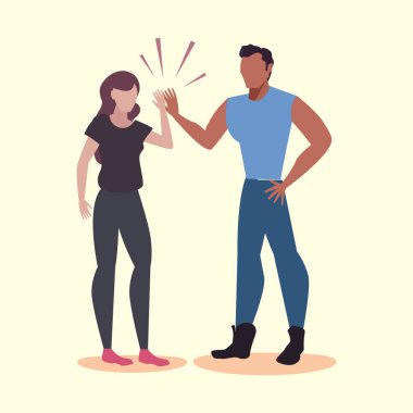 yüksek beş erkek ve kadın karakter