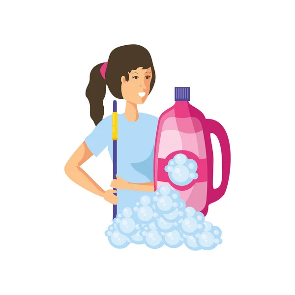 Isolated woman cartoon cleaning design — Stock Vector