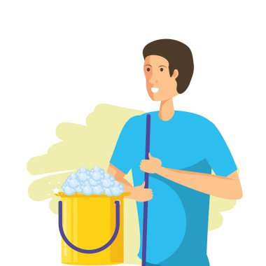 İzole adam karikatür temizleme tasarımı