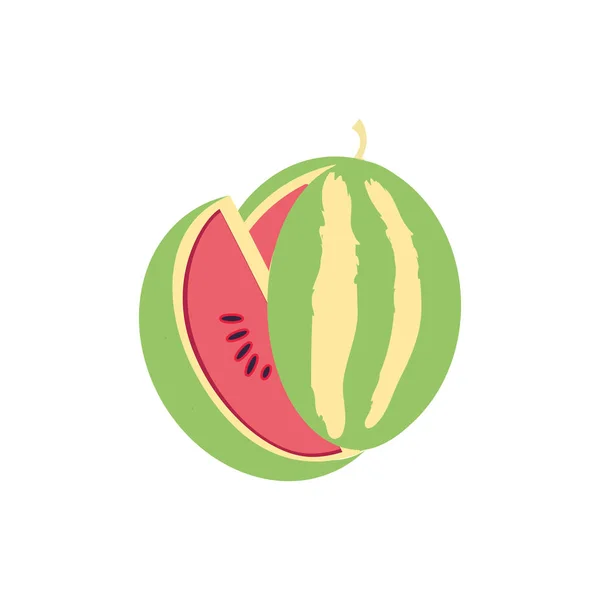 Fresco saludable sandía fruta aislado icono — Vector de stock