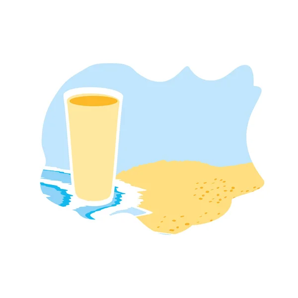 Νόστιμο και φρεσκάρισμα χυμό στην παραλία — Διανυσματικό Αρχείο