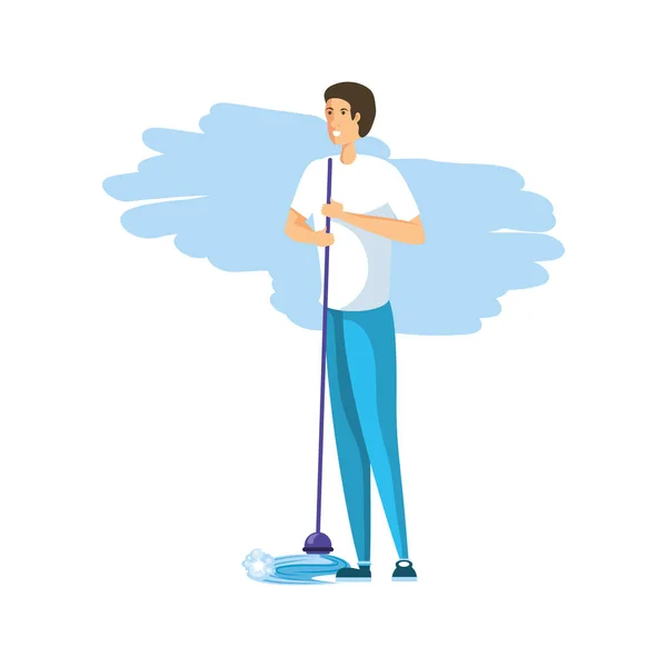 Isolé homme dessin animé conception de nettoyage — Image vectorielle