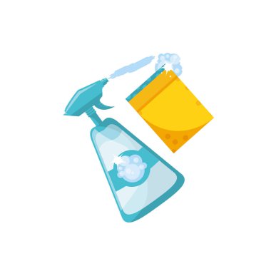 İzole temizleme deterjanı ve sünger tasarımı