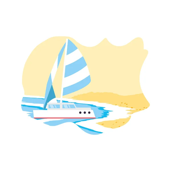 Sailboat transportation travel in the beach — Stock Vector
