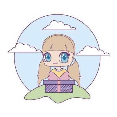 manzara hediye kutusu ile sevimli küçük bebek