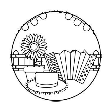 çerçeve dairesel şapka hasır ve ayçiçeği ile akordeon