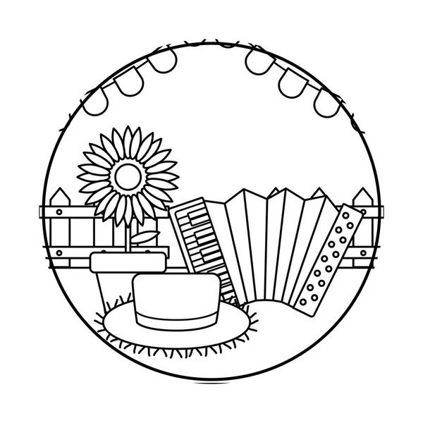 çerçeve dairesel şapka hasır ve ayçiçeği ile akordeon