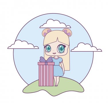 manzara hediye kutusu ile sevimli küçük bebek