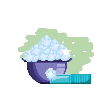 İzole temizleme kovası ve sabun tasarımı