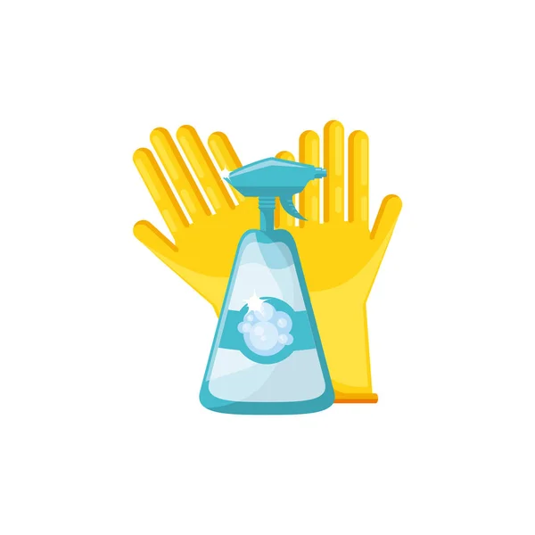 Izolowane rękawice czyszczące i konstrukcja detergentu — Wektor stockowy