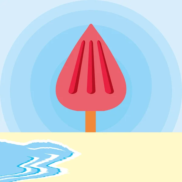 Refresh ice cream with stick in the beach — Stock Vector