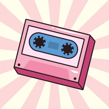 beyaz arka plan üzerinde kaset komik pop sanat