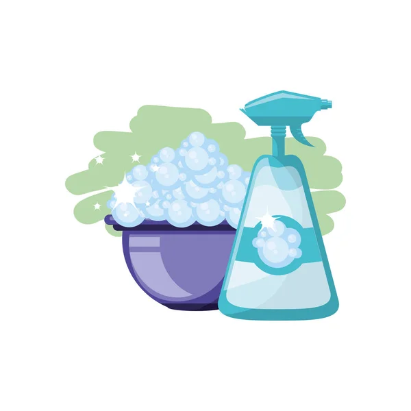 Izolowane wiadro czyszczące i konstrukcja detergentu — Wektor stockowy
