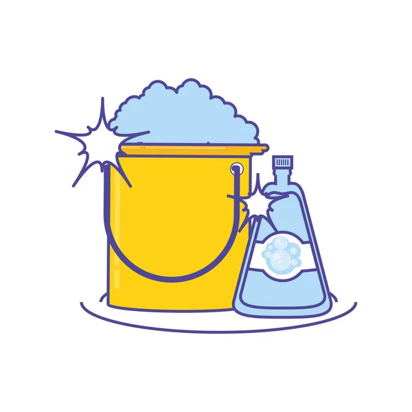 Izolowane wiadro czyszczące i konstrukcja detergentu — Wektor stockowy