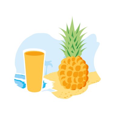 sahilde taze meyve suyu ananas meyve