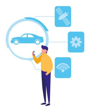 otonom akıllı araba simgesi vektör ilustration