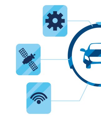 otonom akıllı araba simgesi vektör ilustration