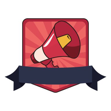 beyaz arka plan üzerinde megafon komik pop sanat