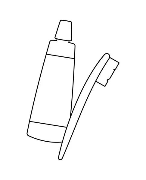 Tubo de crema con cepillo de dientes icono aislado — Vector de stock