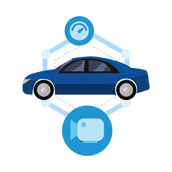 Ilustração inteligente autônoma do vetor do ícone do carro —  Vetores de Stock