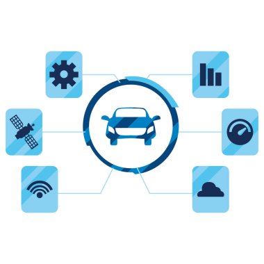otonom akıllı araba simgesi vektör ilustration