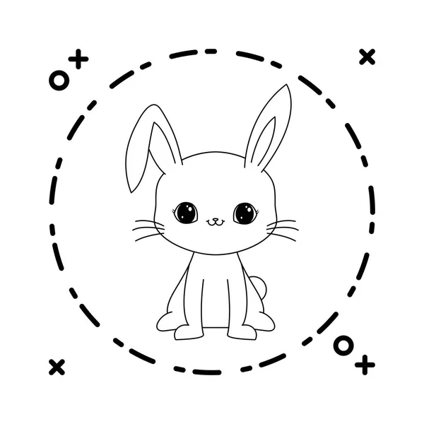 Çerçeve dairesel sevimli tavşan hayvan — Stok Vektör