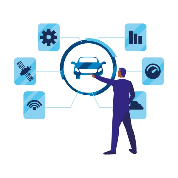 Autonomes Smart Car Icon Vektor Illustration — Stockvektor
