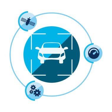 otonom akıllı araba simgesi vektör ilustration