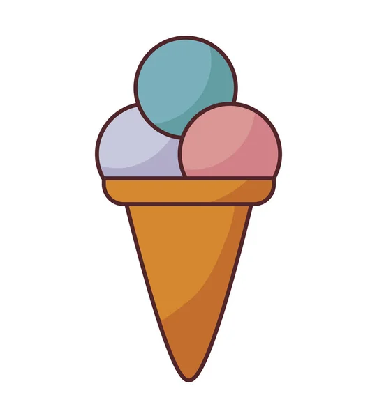 美味的冰淇淋在锥形隔离图标 — 图库矢量图片