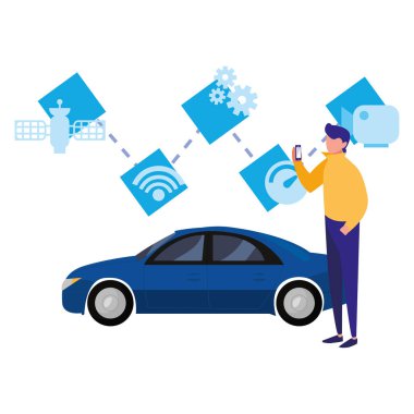 otonom akıllı araba simgesi vektör ilustration