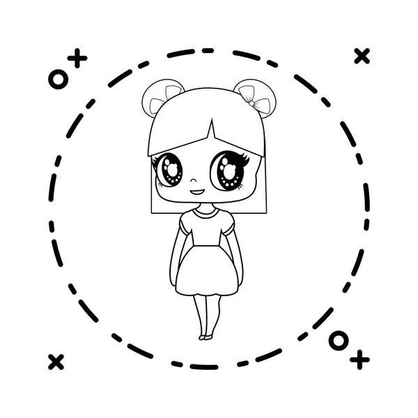 Malá roztomilá panenka v kruhu — Stockový vektor
