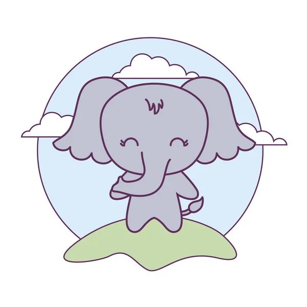 Schattig olifant dier in landschap — Stockvector