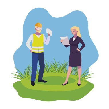 kadın mühendis ile erkek inşaatçı oluşturucu