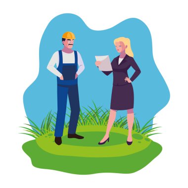 kadın mühendis ile erkek inşaatçı oluşturucu